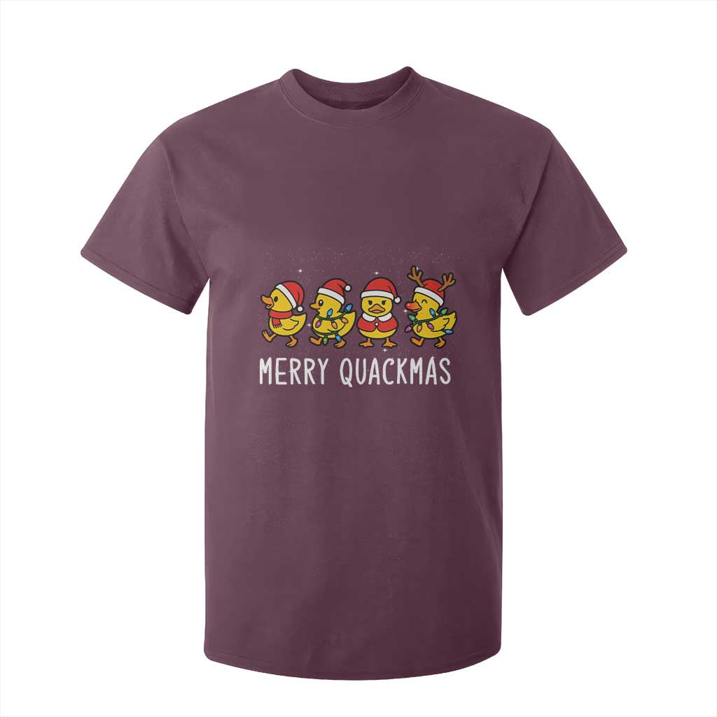 Funny Christmas Duck T Shirt For Kid Merry Quackmas Gift TS12 Maroon Print Your Wear