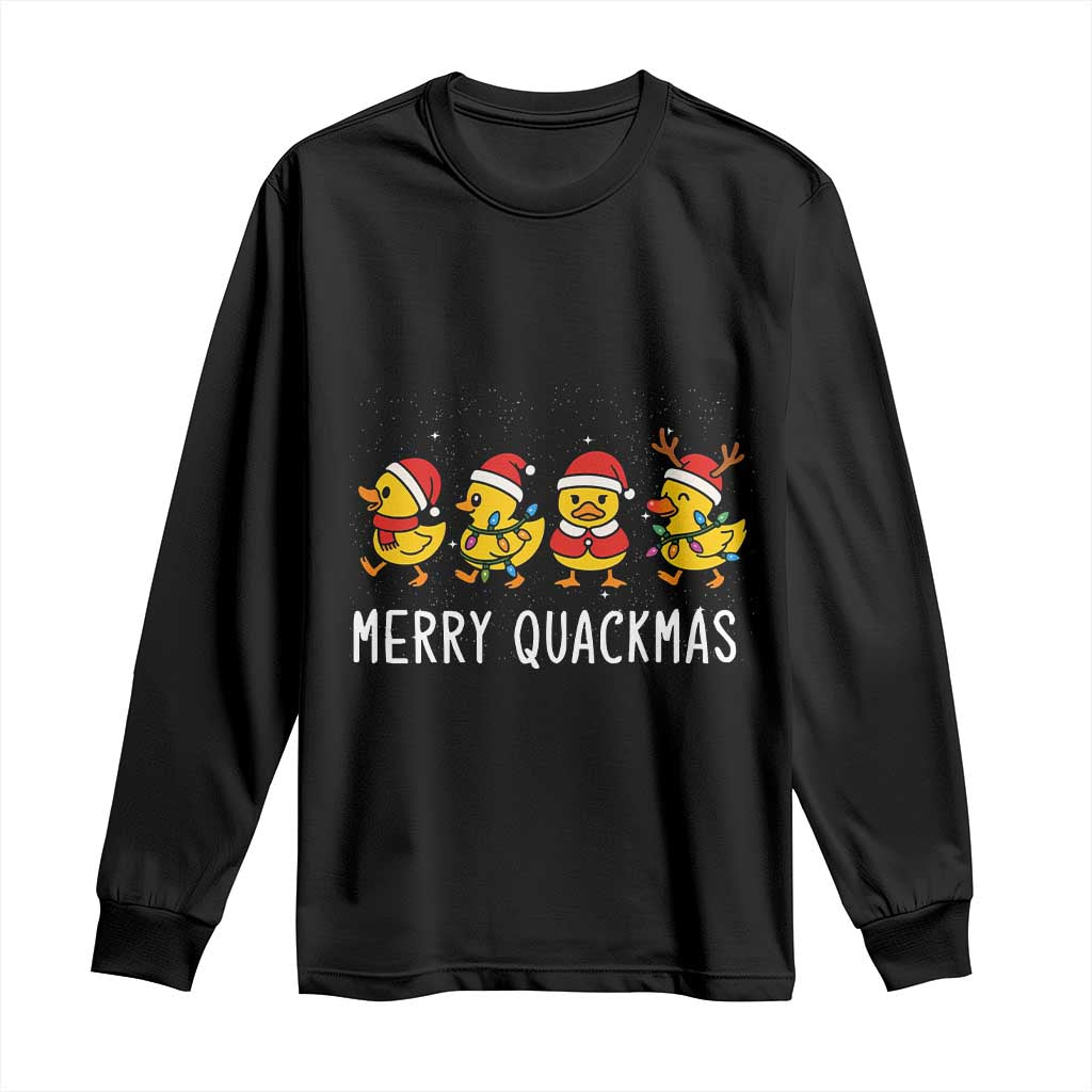 Funny Christmas Duck Long Sleeve Shirt Merry Quackmas Gift TS12 Black Print Your Wear