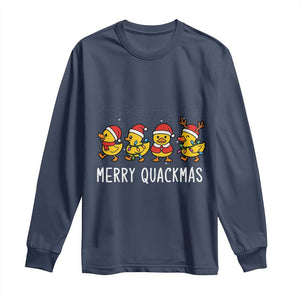 Funny Christmas Duck Long Sleeve Shirt Merry Quackmas Gift TS12 Navy Print Your Wear