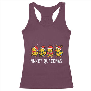 Funny Christmas Duck Racerback Tank Top Merry Quackmas Gift TS12 Maroon Print Your Wear