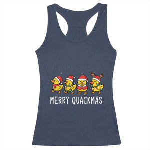 Funny Christmas Duck Racerback Tank Top Merry Quackmas Gift TS12 Navy Print Your Wear