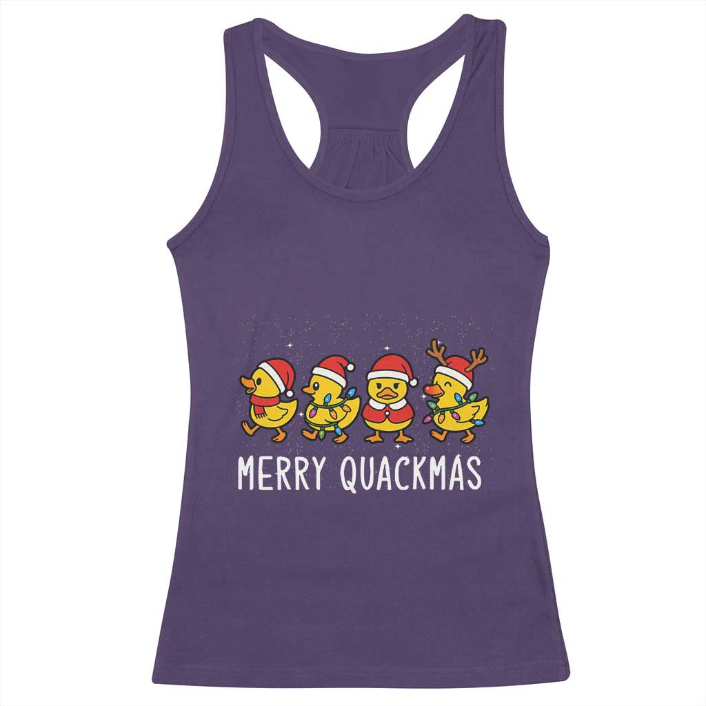 Funny Christmas Duck Racerback Tank Top Merry Quackmas Gift TS12 Purple Print Your Wear