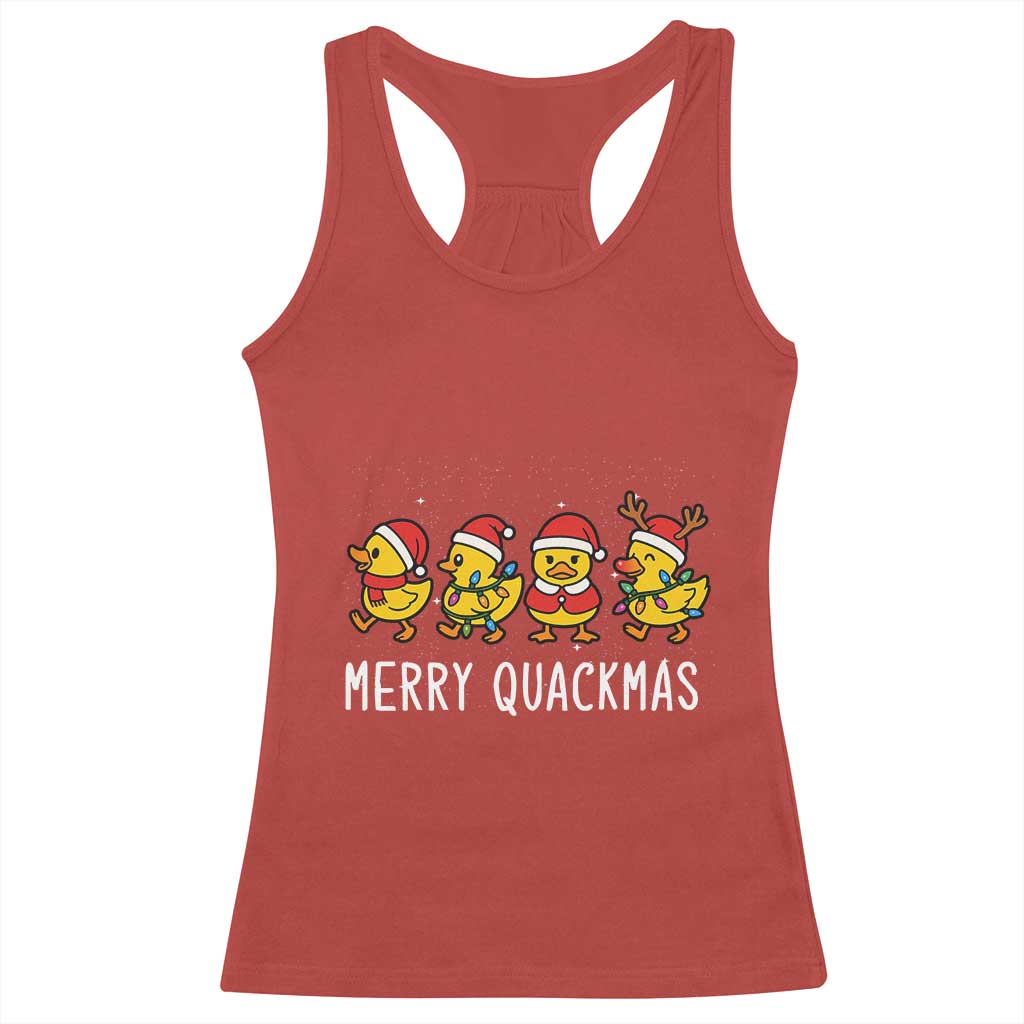 Funny Christmas Duck Racerback Tank Top Merry Quackmas Gift TS12 Red Print Your Wear