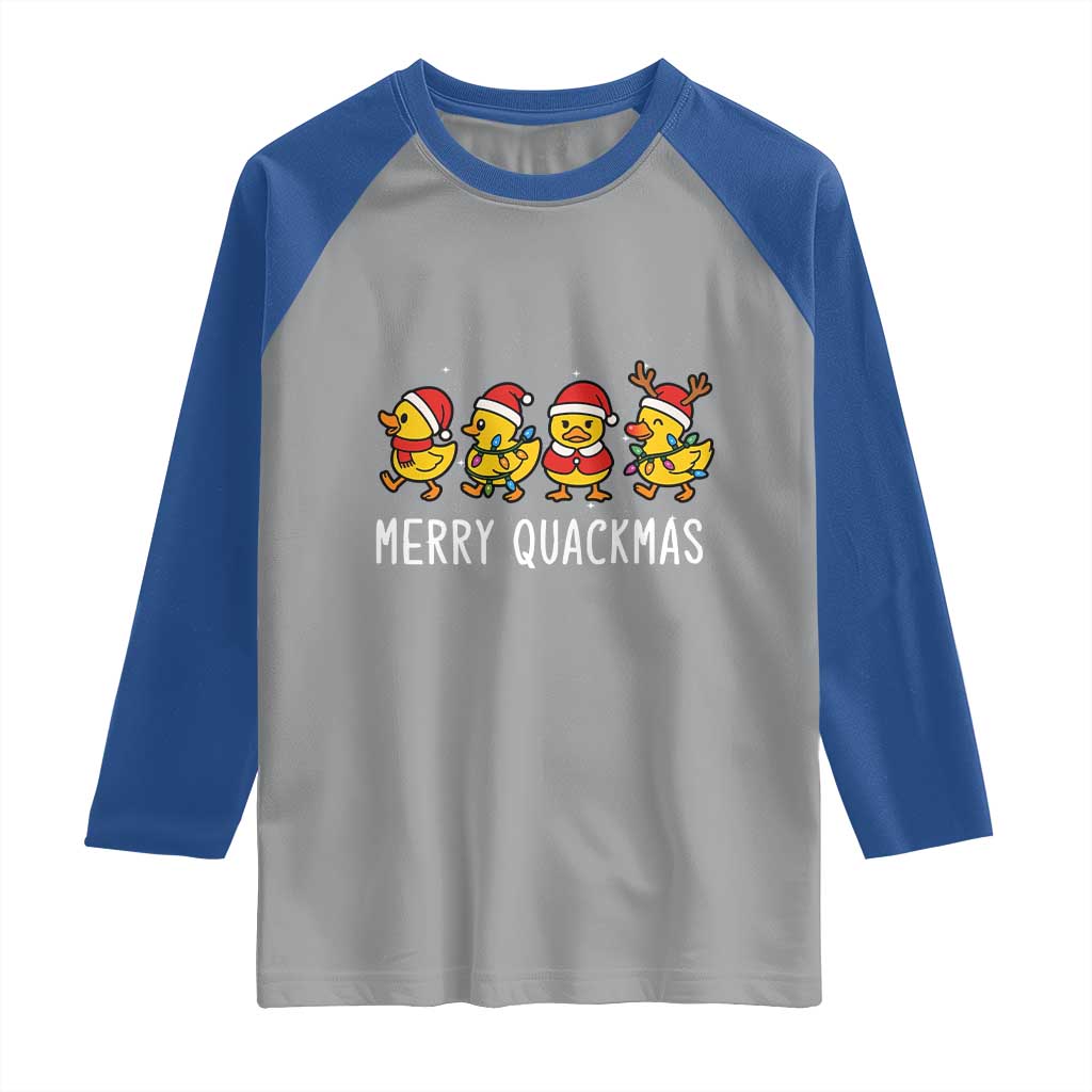 Funny Christmas Duck Raglan Shirt Merry Quackmas Gift TS12 Sport Gray Royal Print Your Wear