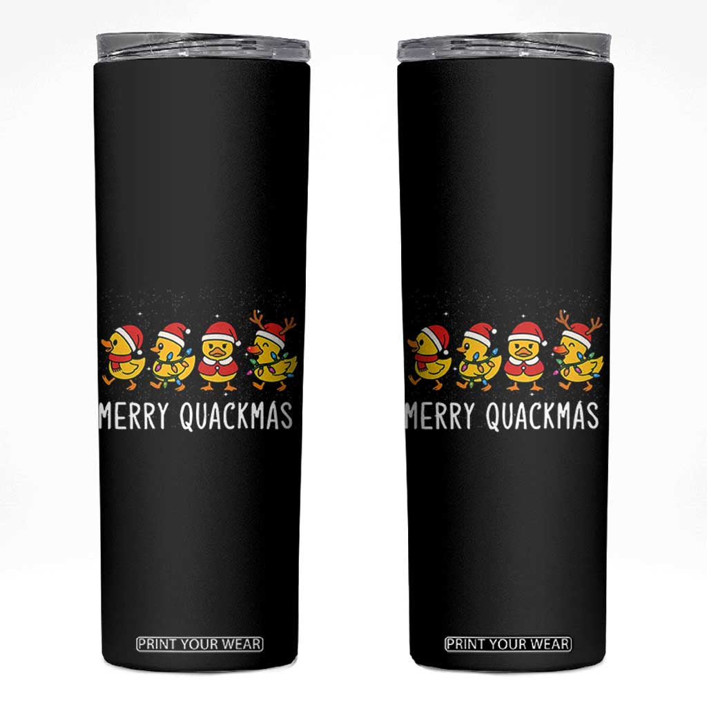 Funny Christmas Duck Skinny Tumbler Merry Quackmas Gift TS12 Black Print Your Wear