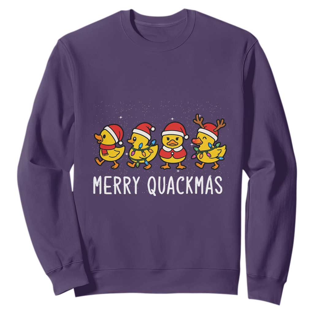Funny Christmas Duck Sweatshirt Merry Quackmas Gift TS12 Purple Print Your Wear