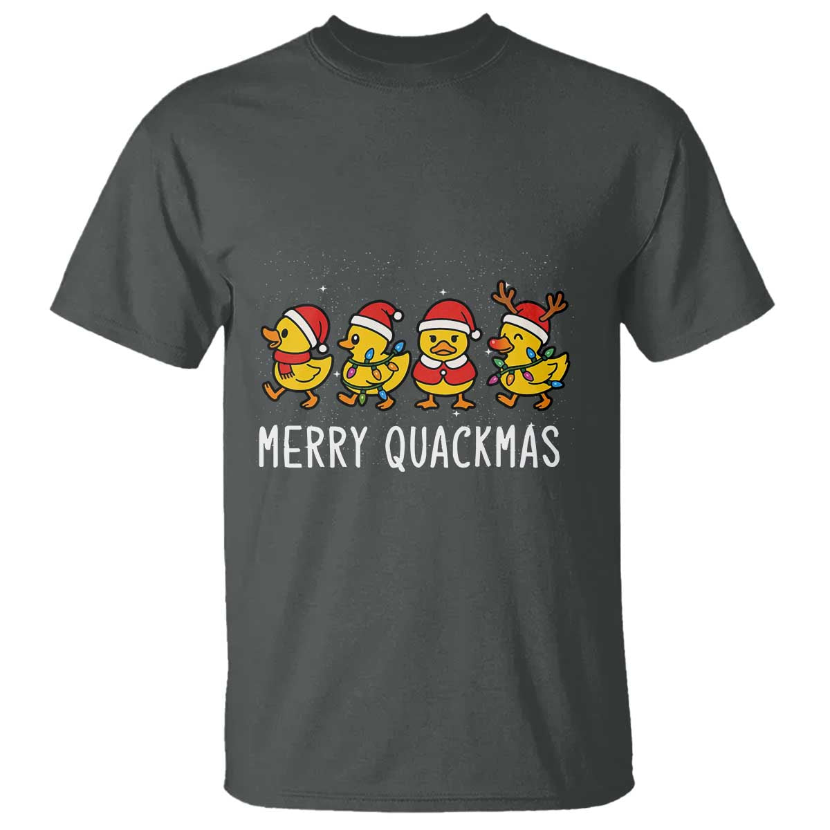 Funny Christmas Duck T Shirt Merry Quackmas Gift TS12 Dark Heather Print Your Wear