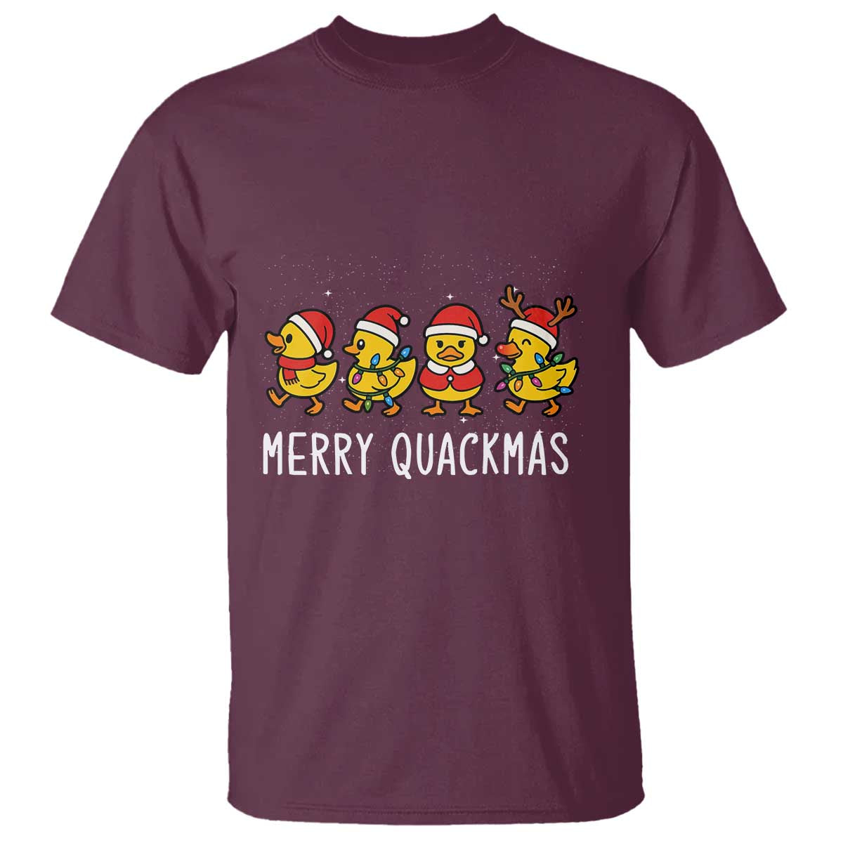 Funny Christmas Duck T Shirt Merry Quackmas Gift TS12 Maroon Print Your Wear