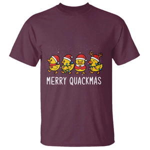 Funny Christmas Duck T Shirt Merry Quackmas Gift TS12 Maroon Print Your Wear