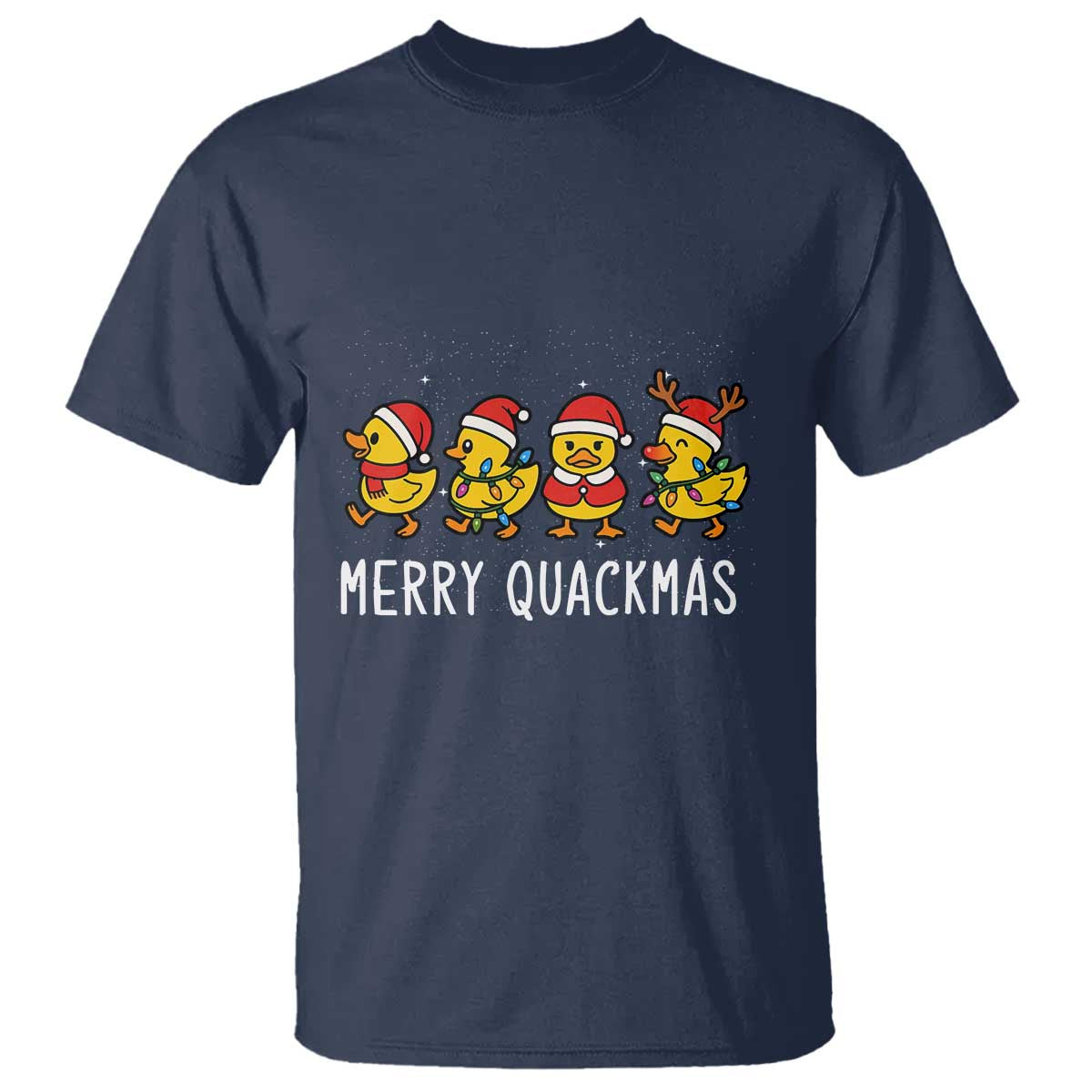 Funny Christmas Duck T Shirt Merry Quackmas Gift TS12 Navy Print Your Wear