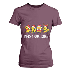 Funny Christmas Duck T Shirt For Women Merry Quackmas Gift TS12 Maroon Print Your Wear