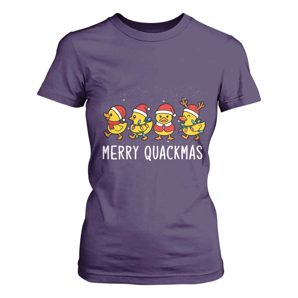 Funny Christmas Duck T Shirt For Women Merry Quackmas Gift TS12 Purple Print Your Wear