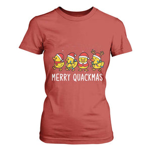 Funny Christmas Duck T Shirt For Women Merry Quackmas Gift TS12 Red Print Your Wear