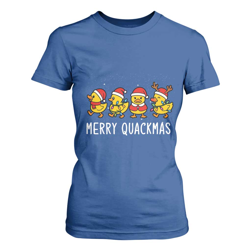 Funny Christmas Duck T Shirt For Women Merry Quackmas Gift TS12 Royal Blue Print Your Wear