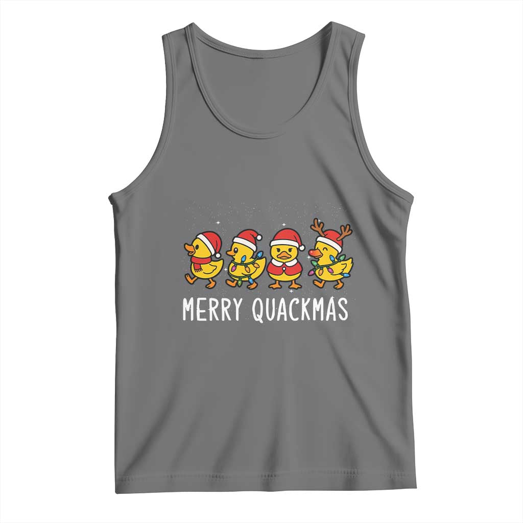 Funny Christmas Duck Tank Top Merry Quackmas Gift TS12 Black Heather Print Your Wear