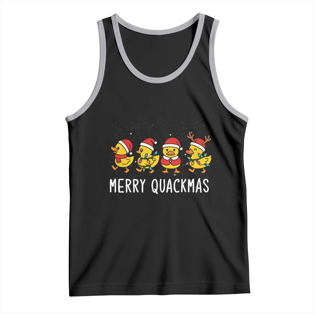 Funny Christmas Duck Tank Top Merry Quackmas Gift TS12 Black Athletic Heather Print Your Wear