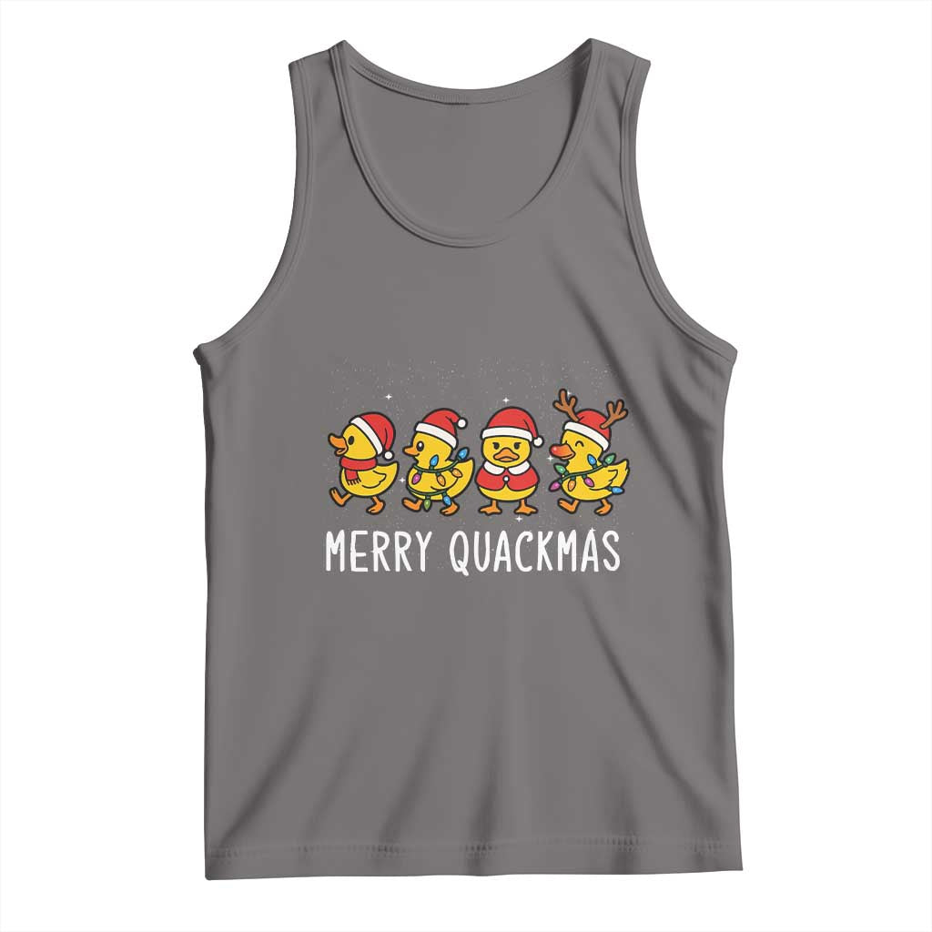 Funny Christmas Duck Tank Top Merry Quackmas Gift TS12 Deep Heather Print Your Wear