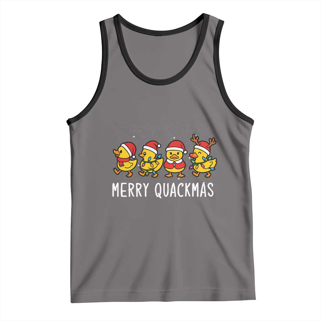 Funny Christmas Duck Tank Top Merry Quackmas Gift TS12 Deep Heather Black Print Your Wear