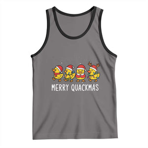Funny Christmas Duck Tank Top Merry Quackmas Gift TS12 Deep Heather Black Print Your Wear
