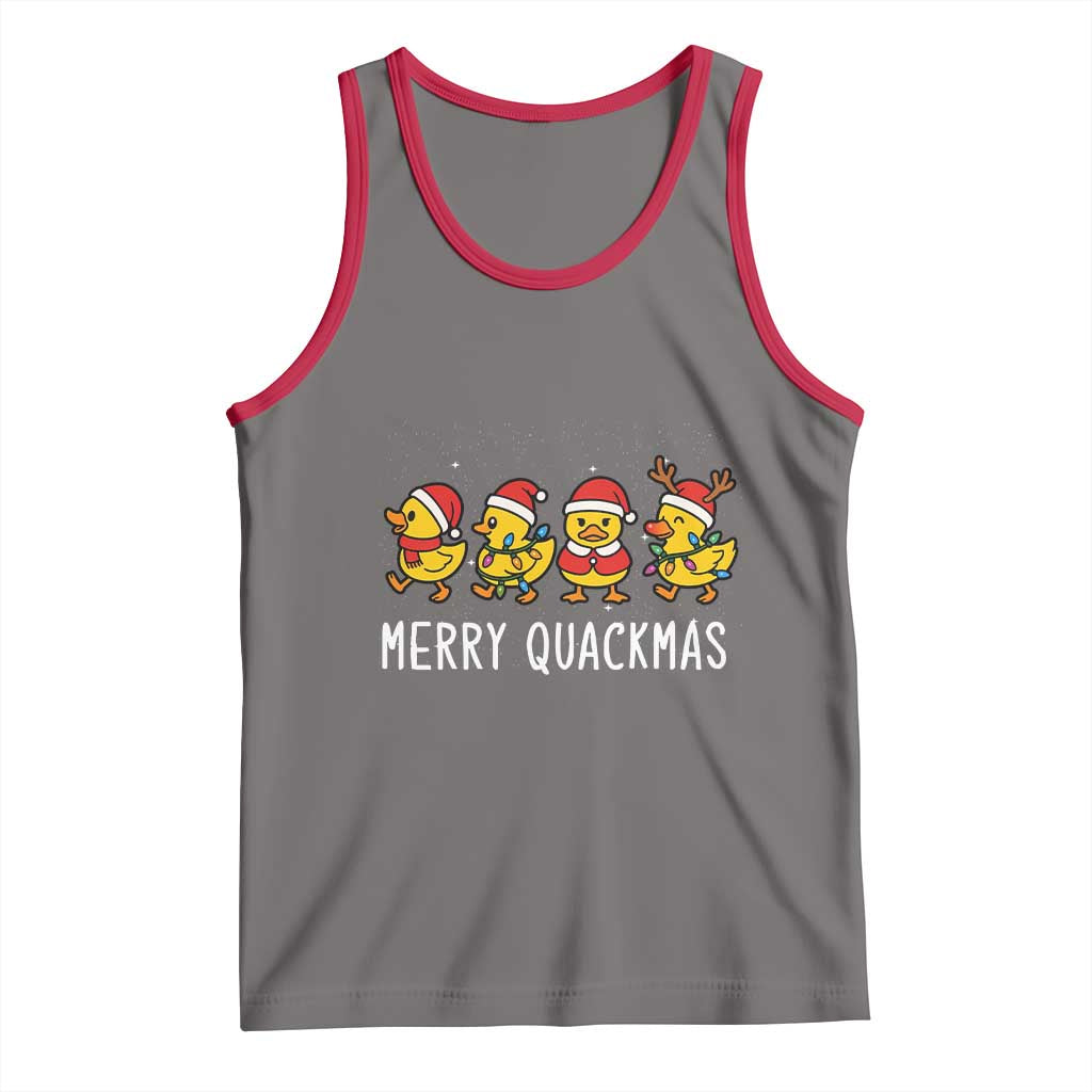 Funny Christmas Duck Tank Top Merry Quackmas Gift TS12 Deep Heather Red Print Your Wear
