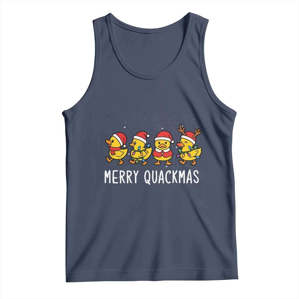 Funny Christmas Duck Tank Top Merry Quackmas Gift TS12 Navy Print Your Wear