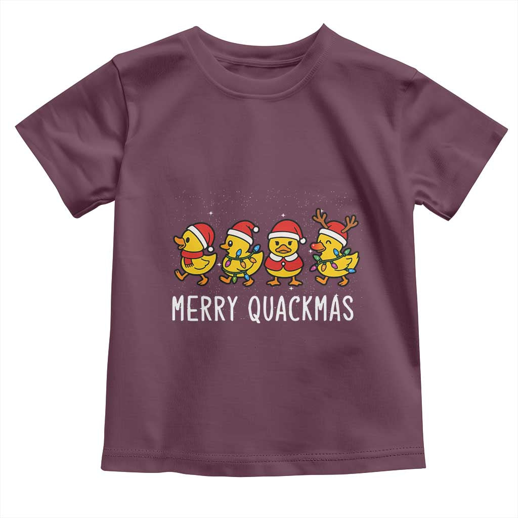 Funny Christmas Duck Toddler T Shirt Merry Quackmas Gift TS12 Maroon Print Your Wear