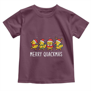 Funny Christmas Duck Toddler T Shirt Merry Quackmas Gift TS12 Maroon Print Your Wear