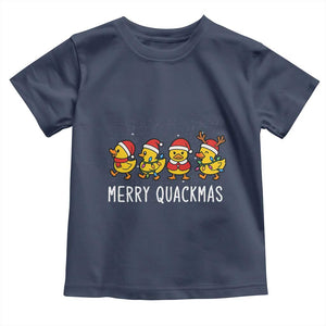 Funny Christmas Duck Toddler T Shirt Merry Quackmas Gift TS12 Navy Print Your Wear