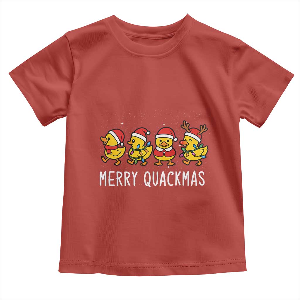Funny Christmas Duck Toddler T Shirt Merry Quackmas Gift TS12 Red Print Your Wear