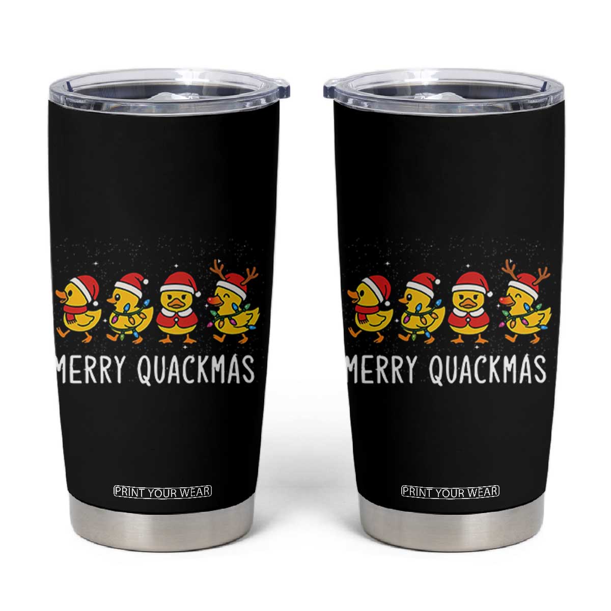 Funny Christmas Duck Tumbler Cup Merry Quackmas Gift TS12 Black Print Your Wear