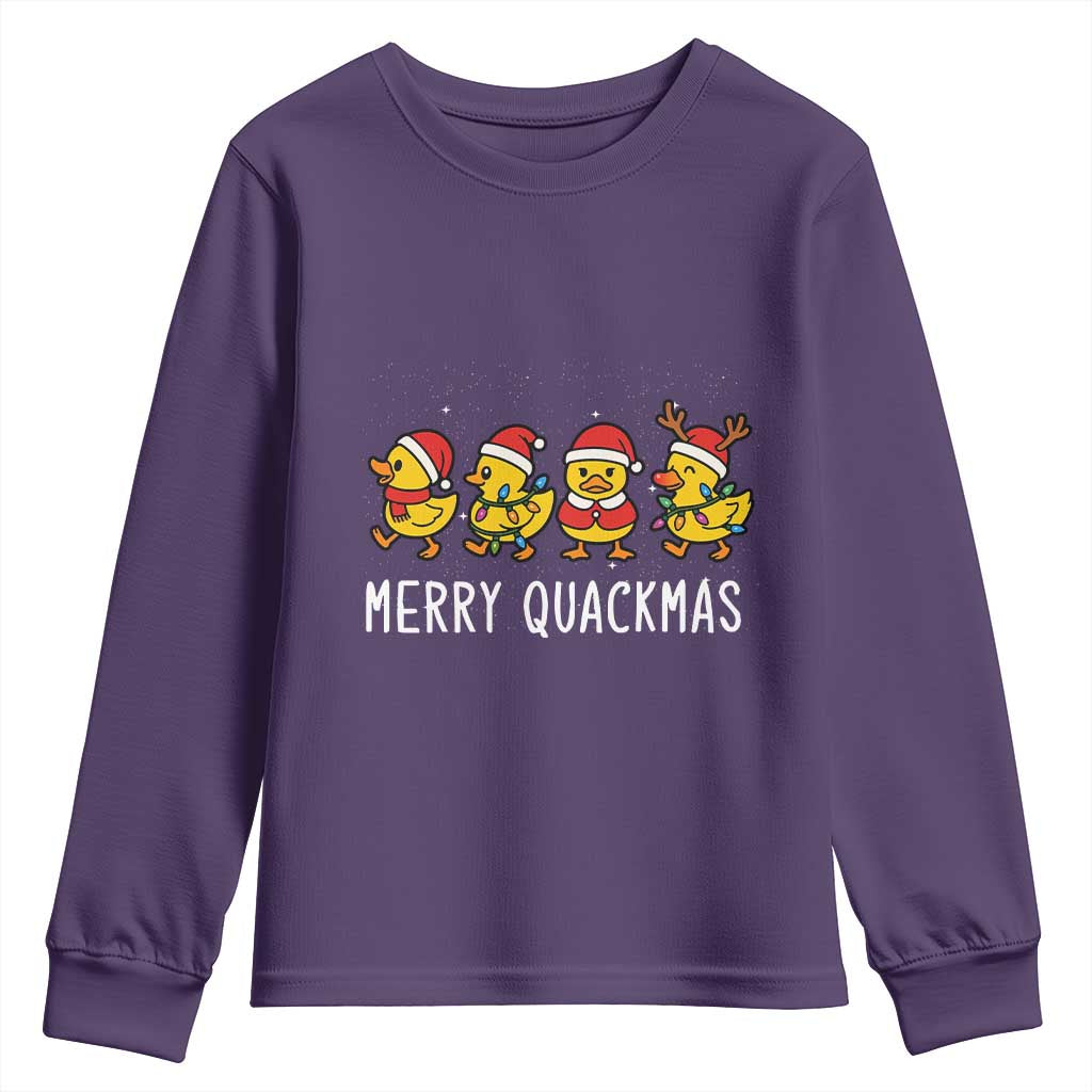 Funny Christmas Duck Youth Sweatshirt Merry Quackmas Gift TS12 Purple Print Your Wear