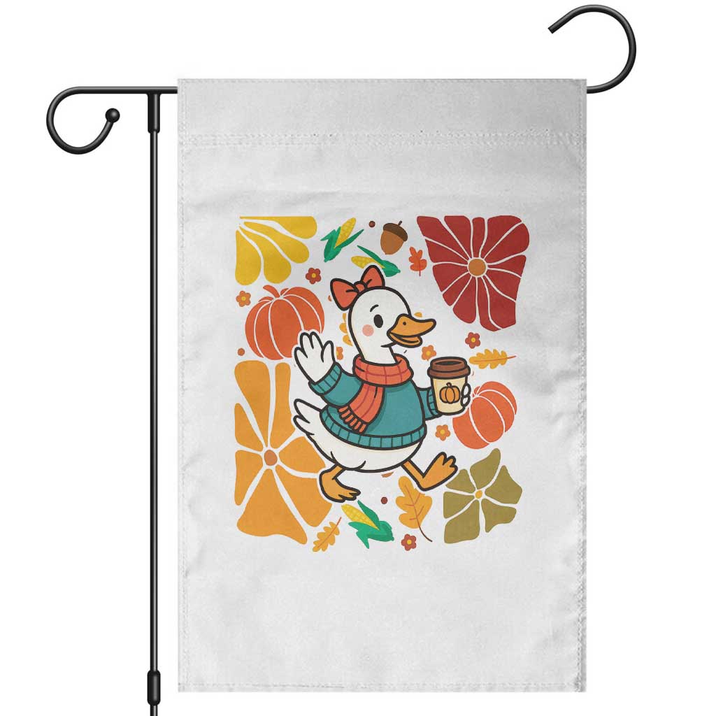 Thanksgiving Duck Lover Gift Garden Flag Cute Duck Drinking Coffee TS12 White Print Your Wear
