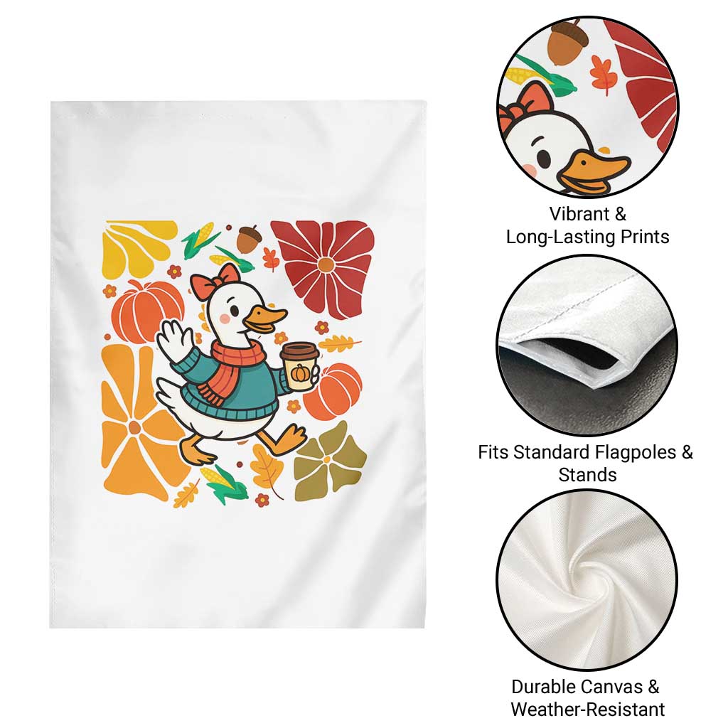 Thanksgiving Duck Lover Gift Garden Flag Cute Duck Drinking Coffee TS12 Print Your Wear