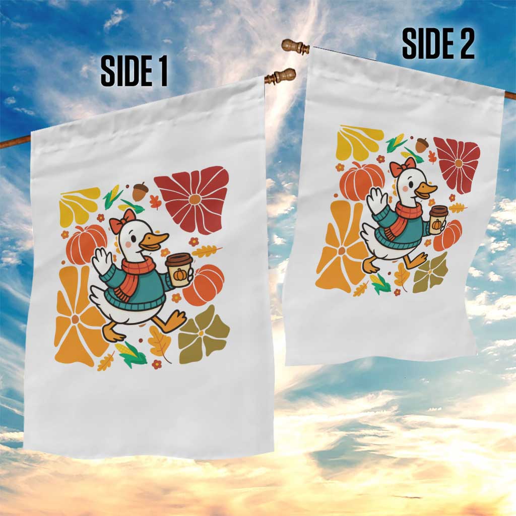Thanksgiving Duck Lover Gift Garden Flag Cute Duck Drinking Coffee TS12 Print Your Wear