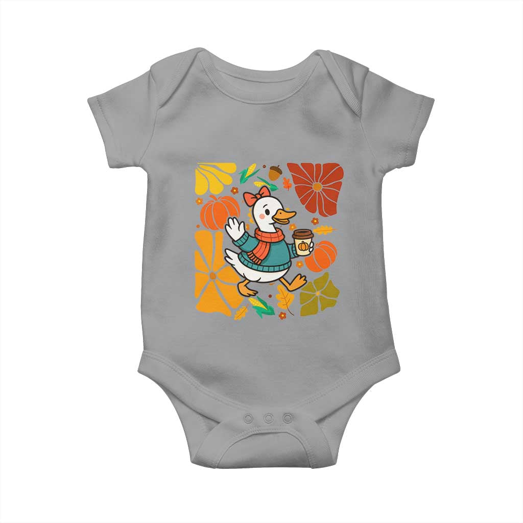 Thanksgiving Duck Lover Gift Baby Onesie Cute Duck Drinking Coffee TS12 Sport Gray Print Your Wear