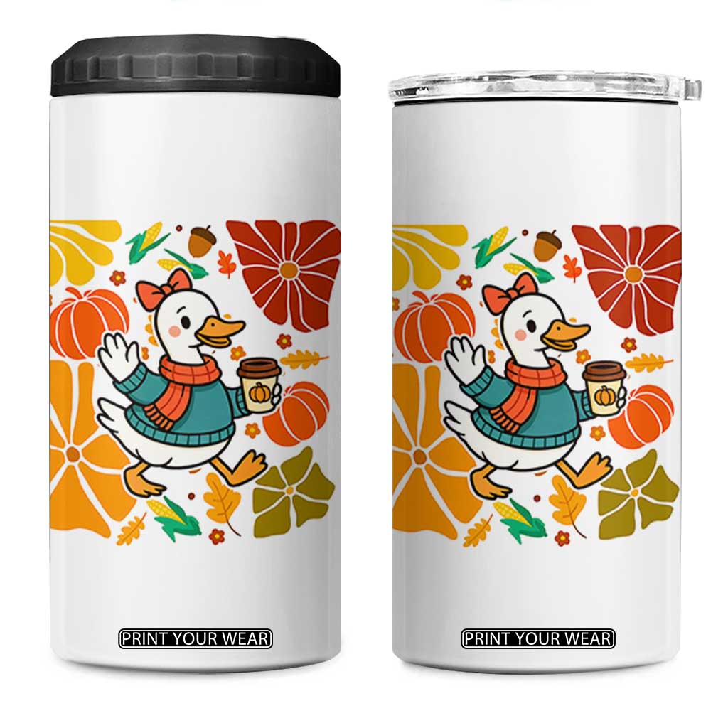 Thanksgiving Duck Lover Gift 4 in 1 Can Cooler Tumbler Cute Duck Drinking Coffee TS12 One Size: 16 oz White Print Your Wear