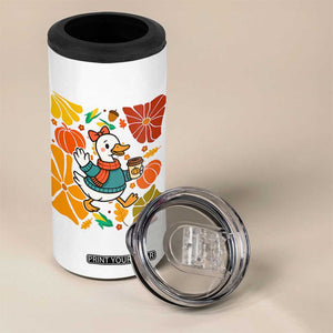 Thanksgiving Duck Lover Gift 4 in 1 Can Cooler Tumbler Cute Duck Drinking Coffee TS12 Print Your Wear