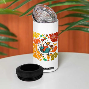 Thanksgiving Duck Lover Gift 4 in 1 Can Cooler Tumbler Cute Duck Drinking Coffee TS12 Print Your Wear