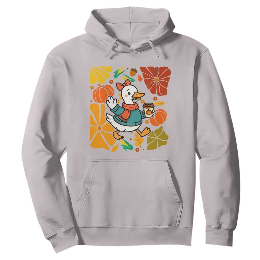 Thanksgiving Duck Lover Gift Hoodie Cute Duck Drinking Coffee TS12 Ice Gray Print Your Wear