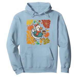 Thanksgiving Duck Lover Gift Hoodie Cute Duck Drinking Coffee TS12 Light Blue Print Your Wear