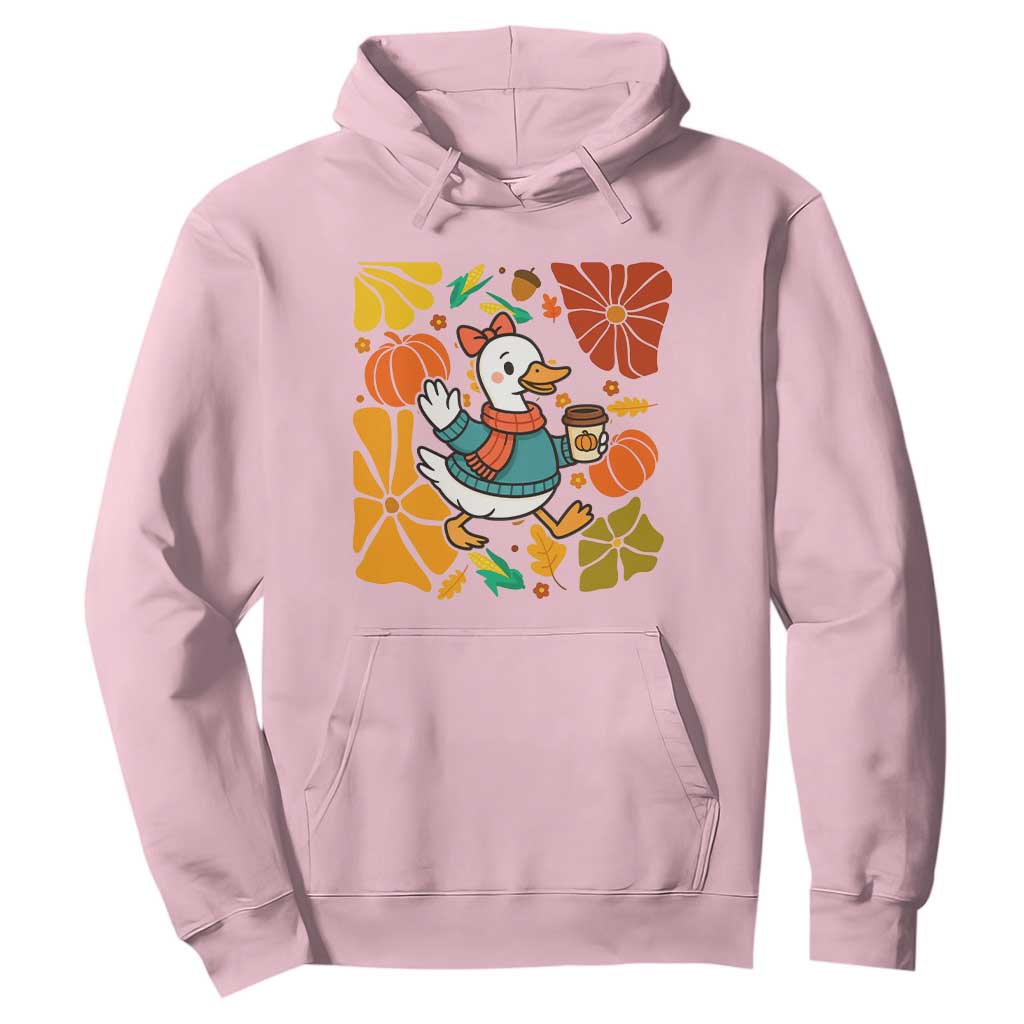 Thanksgiving Duck Lover Gift Hoodie Cute Duck Drinking Coffee TS12 Light Pink Print Your Wear