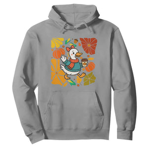 Thanksgiving Duck Lover Gift Hoodie Cute Duck Drinking Coffee TS12 Sport Gray Print Your Wear