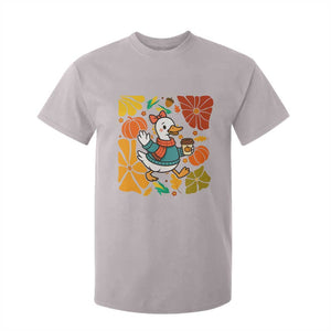 Thanksgiving Duck Lover Gift T Shirt For Kid Cute Duck Drinking Coffee TS12 Ice Gray Print Your Wear