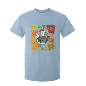 Thanksgiving Duck Lover Gift T Shirt For Kid Cute Duck Drinking Coffee TS12 Light Blue Print Your Wear