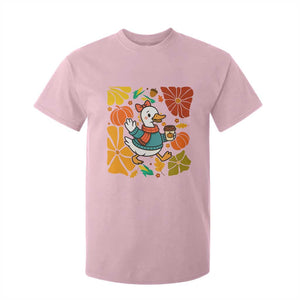 Thanksgiving Duck Lover Gift T Shirt For Kid Cute Duck Drinking Coffee TS12 Light Pink Print Your Wear