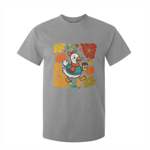 Thanksgiving Duck Lover Gift T Shirt For Kid Cute Duck Drinking Coffee TS12 Sport Gray Print Your Wear
