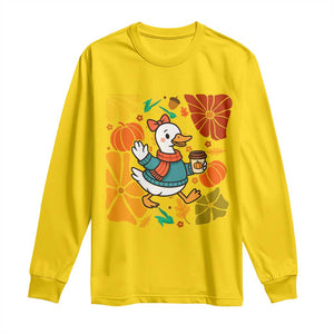 Thanksgiving Duck Lover Gift Long Sleeve Shirt Cute Duck Drinking Coffee TS12 Daisy Print Your Wear