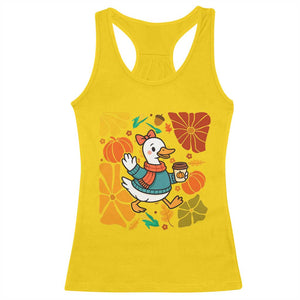 Thanksgiving Duck Lover Gift Racerback Tank Top Cute Duck Drinking Coffee TS12 Daisy Print Your Wear