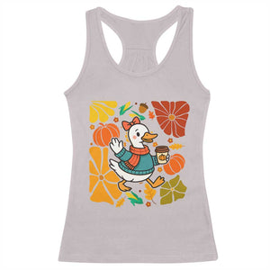 Thanksgiving Duck Lover Gift Racerback Tank Top Cute Duck Drinking Coffee TS12 Ice Gray Print Your Wear