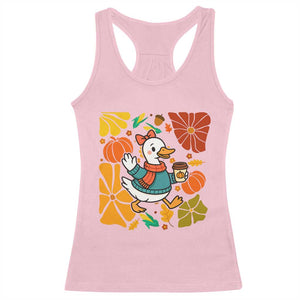 Thanksgiving Duck Lover Gift Racerback Tank Top Cute Duck Drinking Coffee TS12 Light Pink Print Your Wear